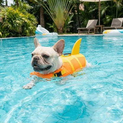 Shark Shape Dog Life Jacket Breathable Waterproof Dog Swimming Vest Towable Tear Resistant Puppy Safety Vest Pool Play