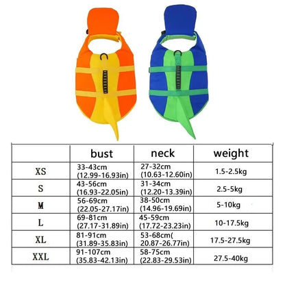 Shark Shape Dog Life Jacket Breathable Waterproof Dog Swimming Vest Towable Tear Resistant Puppy Safety Vest Pool Play